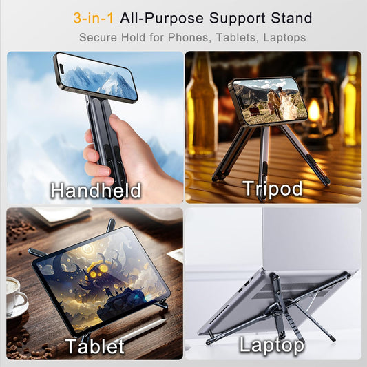 Krylo stand in phone mode, magnetically holding an iPhone for video calls