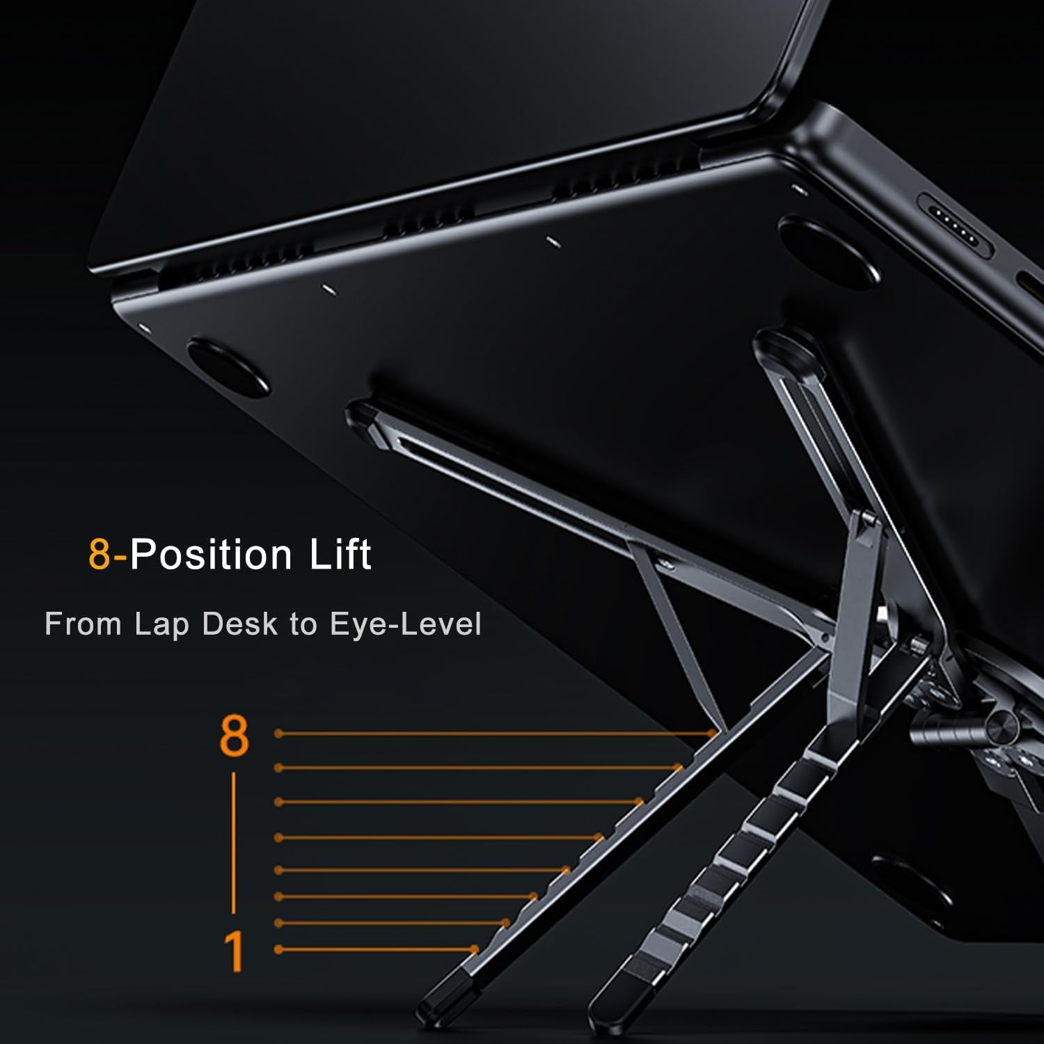 Krylo stand in laptop riser mode, elevating a laptop for better posture